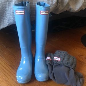 Sky Blue Hunter Rainboots + Gray Hunter Bootsocks
